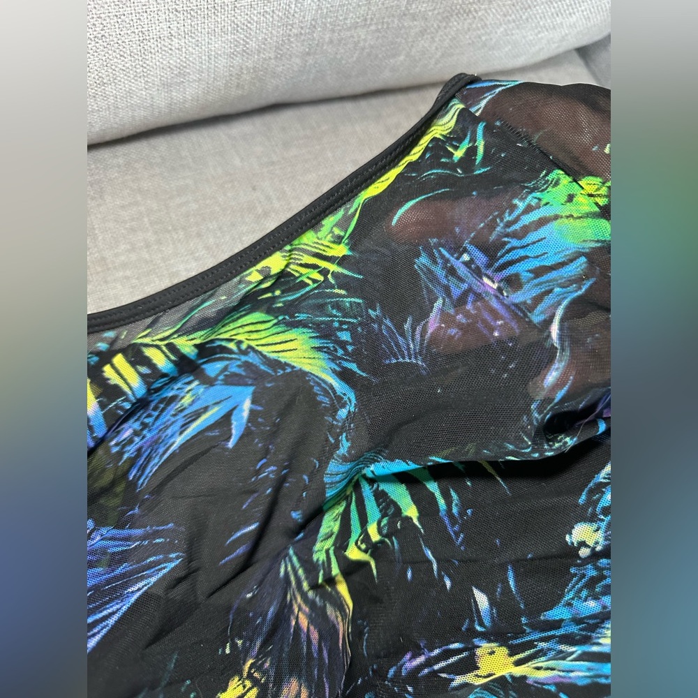 Torrid Black Swimdress with Neon Palm Print - Picture 5 of 12